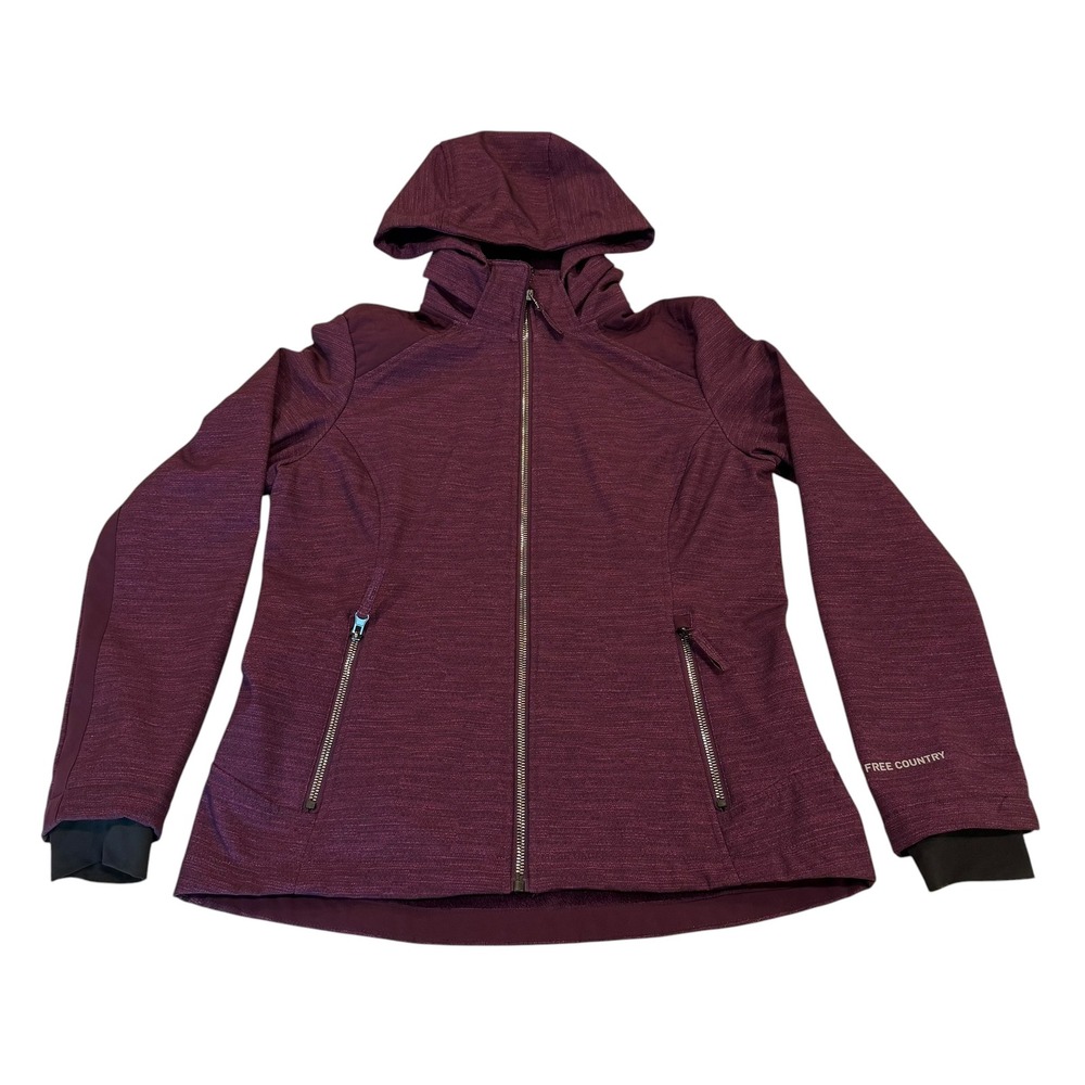 Free Country Womens Purple Fleece Lined Softshell Jacket Small Removable Hood